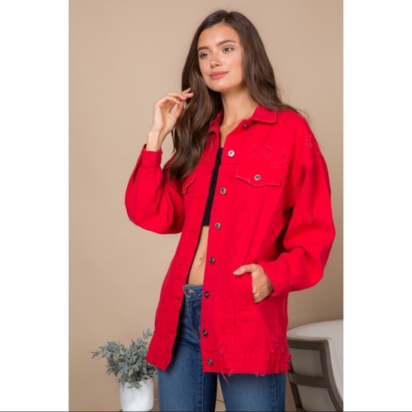 🆕5⭐️Distressed Oversized Denim Jacket - Picture 5 of 7